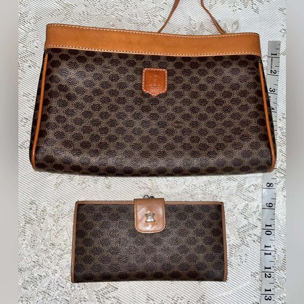 Vintage Celine Macadam Leather Crossbody Purse & Wallet Set - Picture 8 of 17
